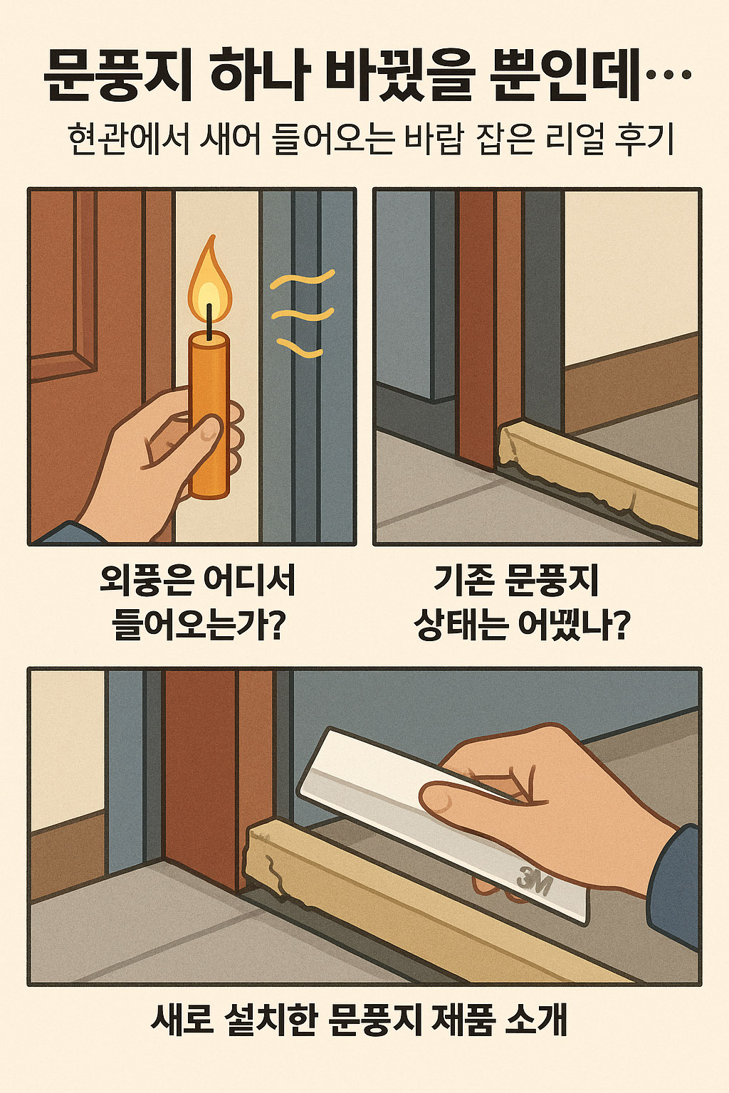 현관에서 새어 들어오는 바람 잡은 리얼 후기