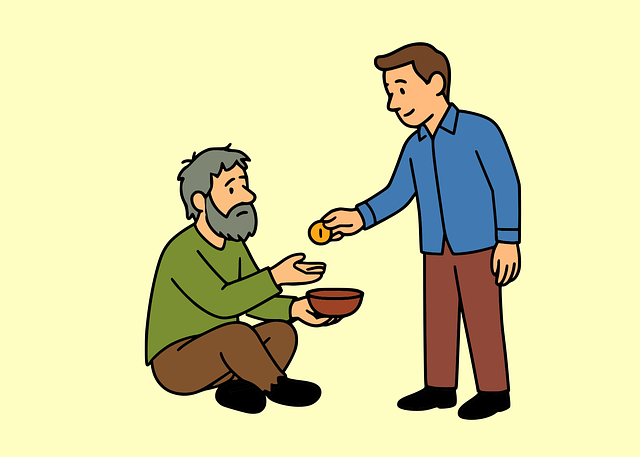 거지에게 돈 주는 이미지