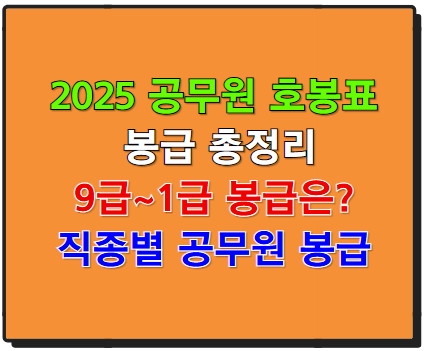 2025 공무원 호봉표 및 봉급 총정리