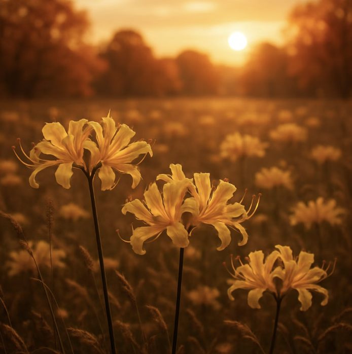 황금빛으로 물드는 가을&amp;#44; 노란 상사화