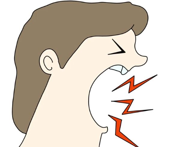 입냄세를 풍기는 장면 모습 일러스트