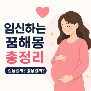 임신하는 꿈해몽 썸네일 이미지. 내가 임신하는 꿈, 쌍둥이 임신 꿈, 유산하는 꿈 등 상황별 의미와 재물운, 길몽, 흉몽을 총정리한 대표 이미지.