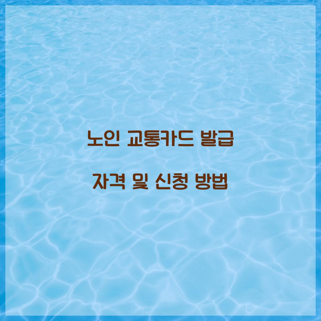 노인 교통카드 발급