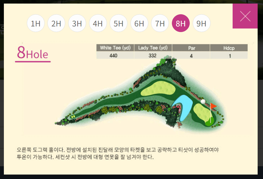 뉴스프링빌 컨트리클럽 대중제 와이트혼코스 8