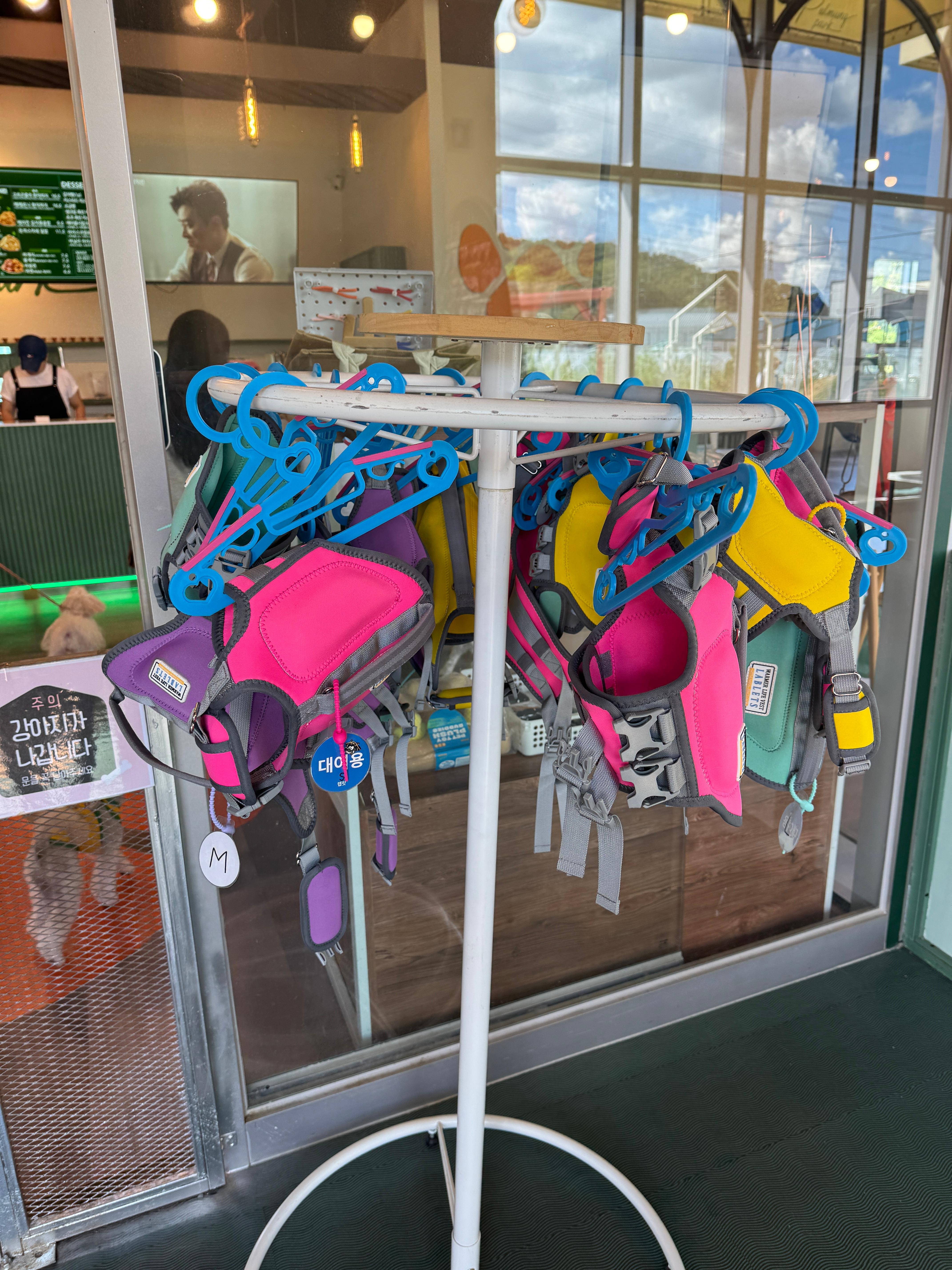 풀멍파크 내부에 진열되어 있는 강아지 관련 용품 사진