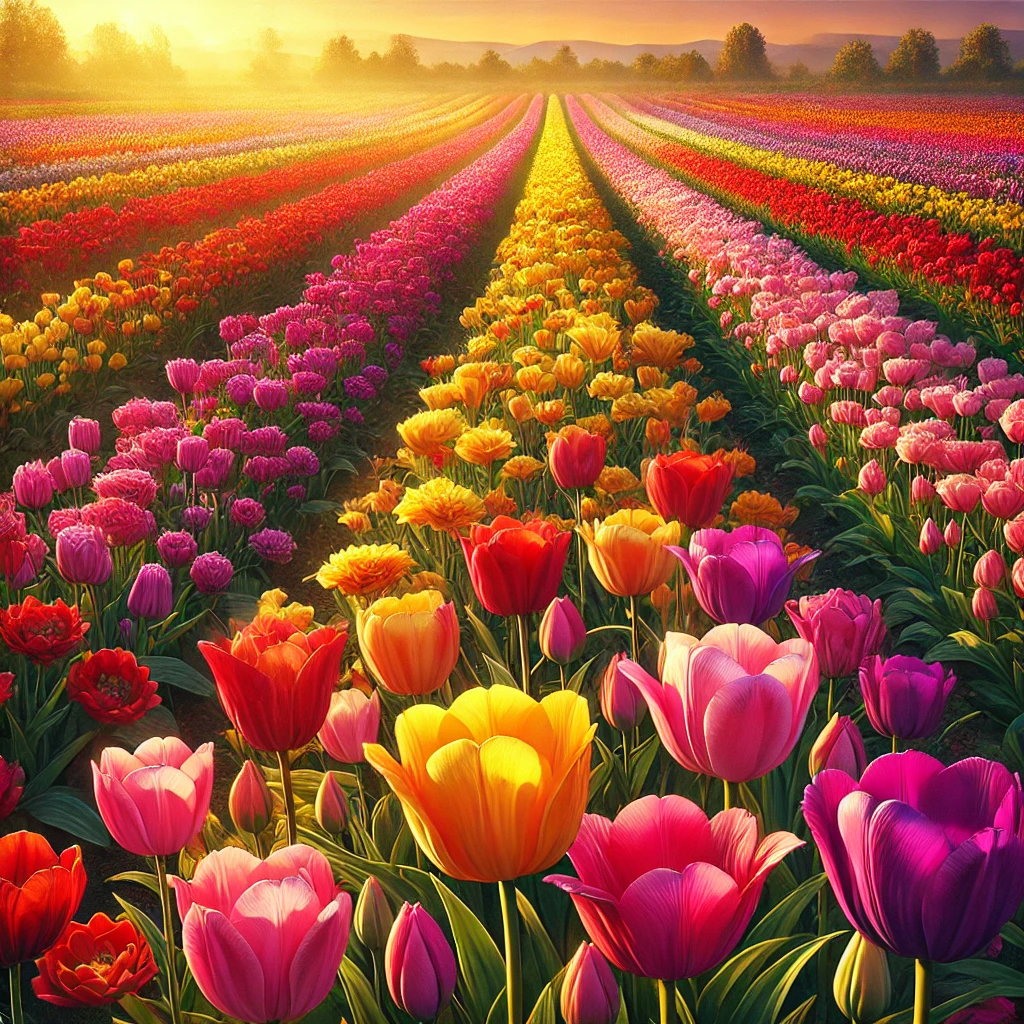 튤립꽃이 만발한 이미지 사진