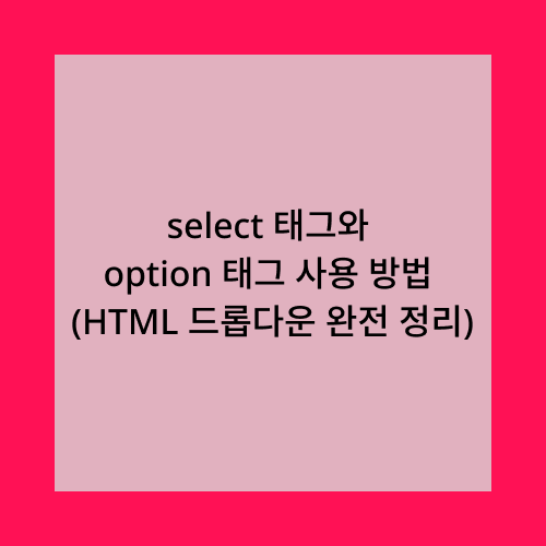 select태그와 option태그 사용 방법