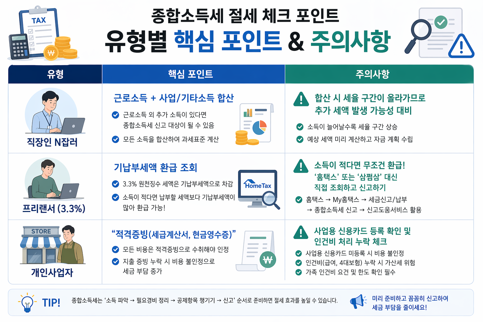 종합소득세 절세 체크 포인트 유형별 핵심포인트와 주의사항