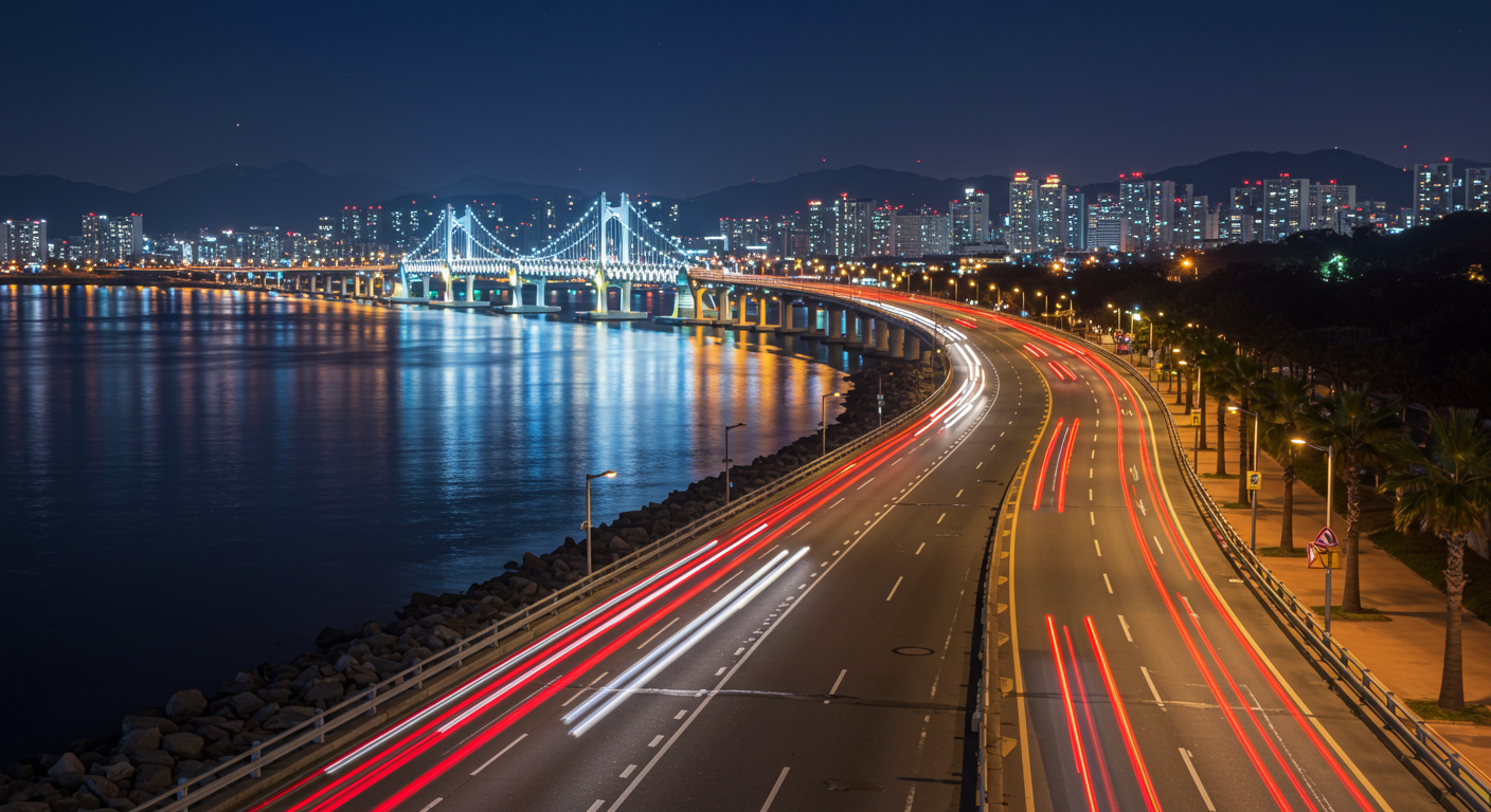 광안대교 야경과 해운대 해안 도로 드라이브