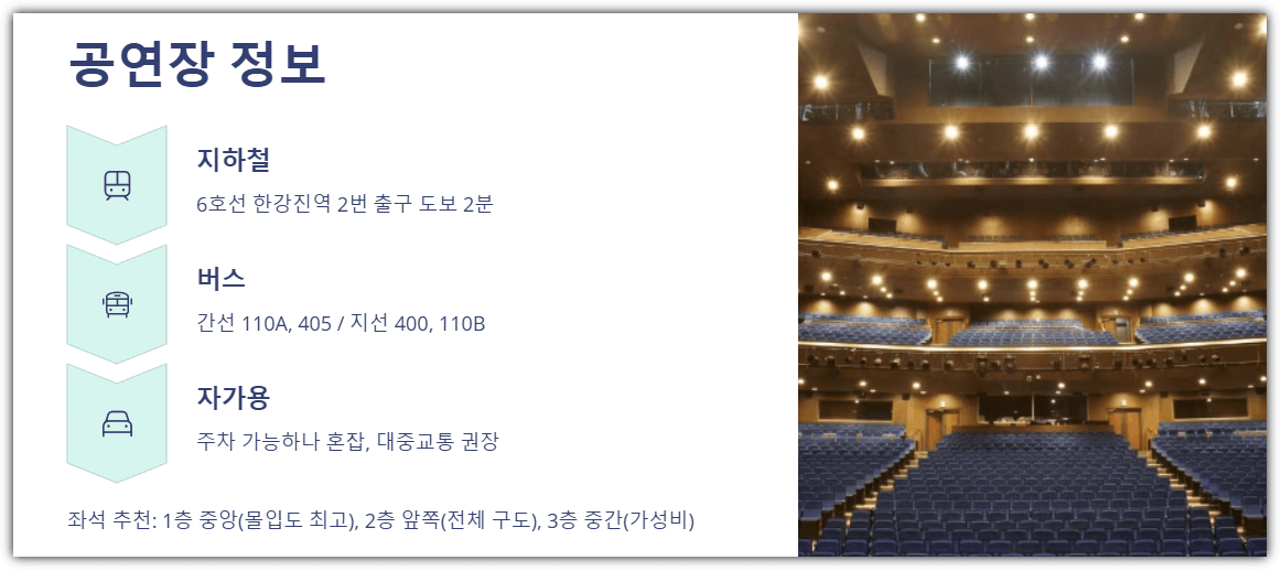 공연장 정보 및 교통 안내