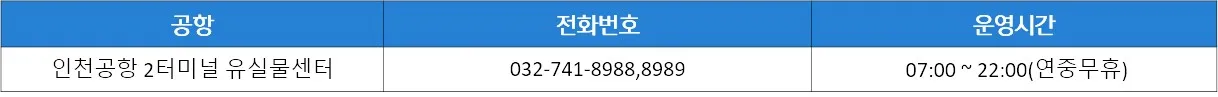 인천공항 2터미널-유실물센터-연락처