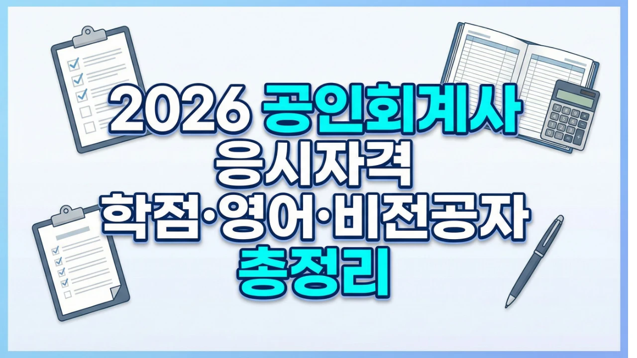 2026 공인회계사 응시자격의 학점 요건과 영어성적, 비전공자 가능 여부를 안내하는 대표이미지