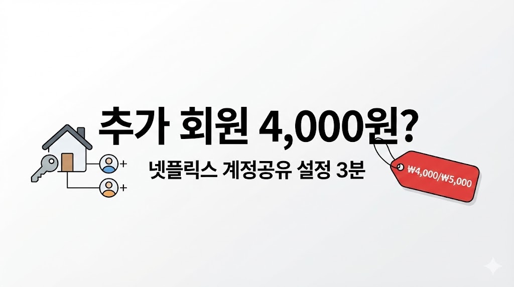 넷플릭스 추가 회원 요금 &amp; 설정 방법 2026: 월 4,000원/5,000원으로 계정 공유 끝내기