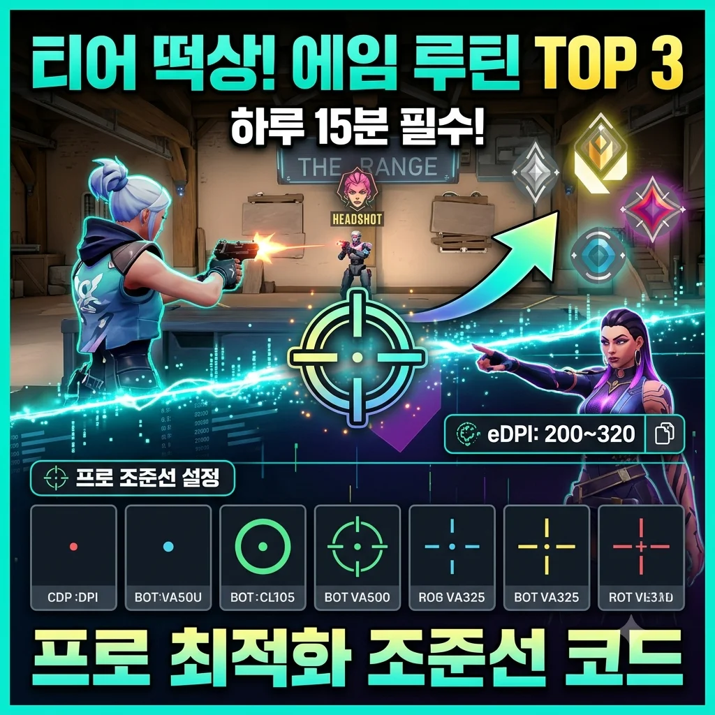 발로란트 에임 연습법 TOP 3 프로 조준선 코드 세팅 eDPI 감도 설정 공략