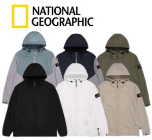 내셔널지오그래픽 바람막이 남녀공용 경량 실내 월리스 후드 집업 점퍼
