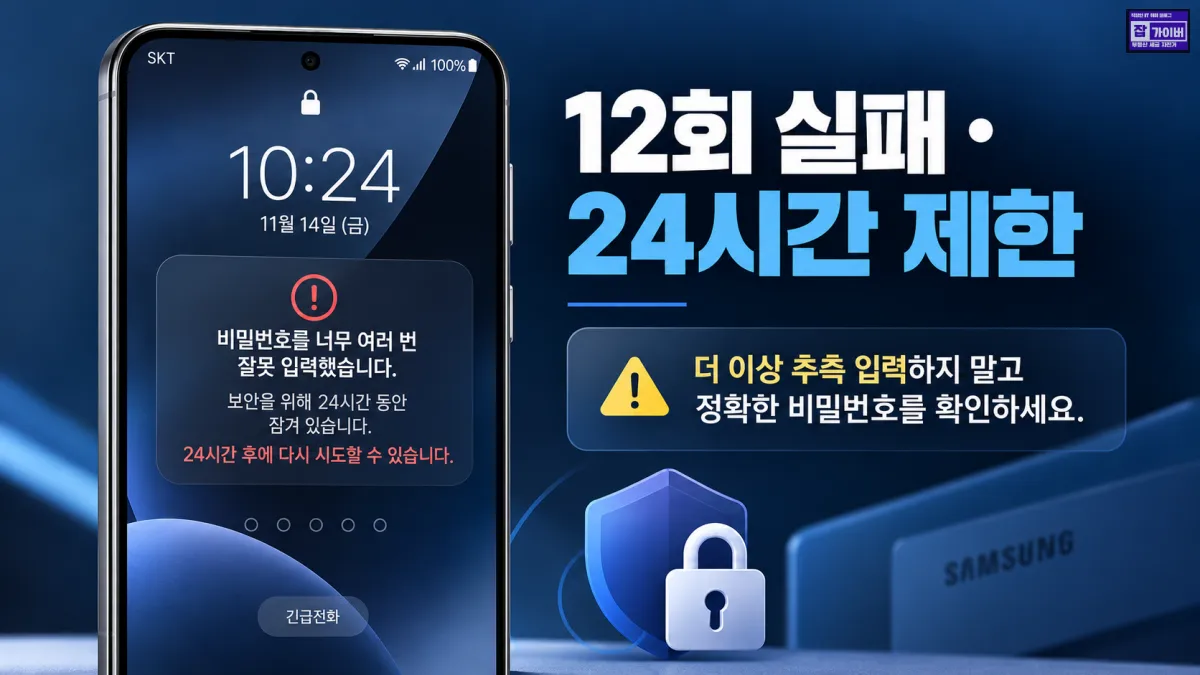 갤럭시 잠금 실패 후 추가 비밀번호 추측 입력을 멈춰야 하는 이유와 주의사항