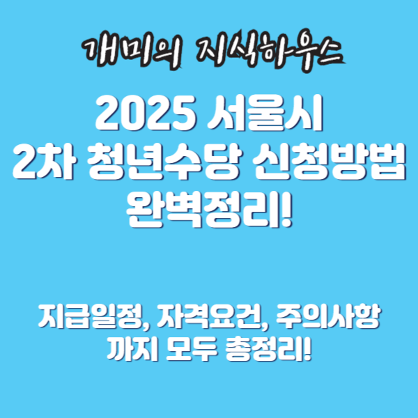 2025 서울시 청년수당 2차 신청방법 완벽정리