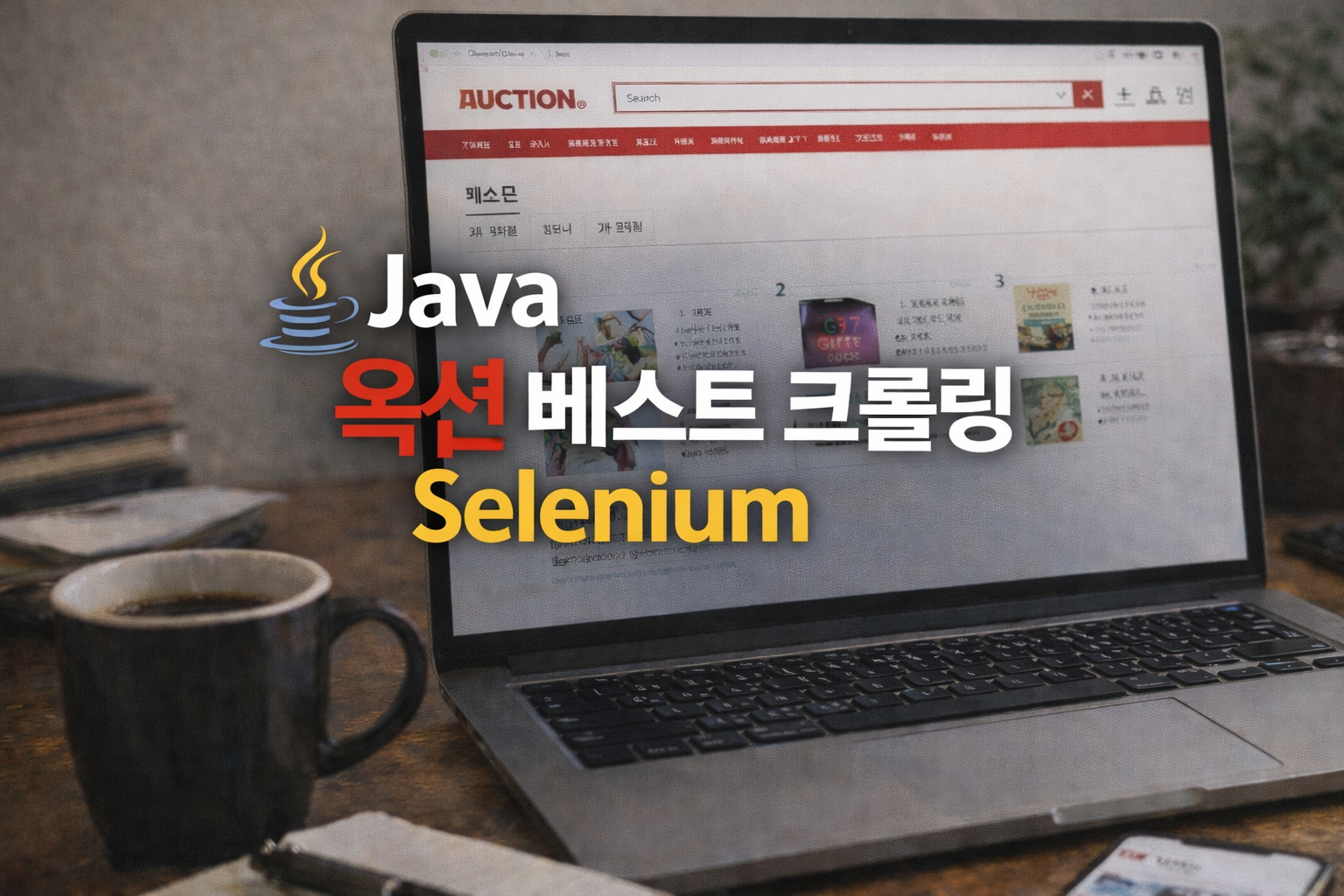 Java 옥션 베스트 크롤링 Selenium 샘플