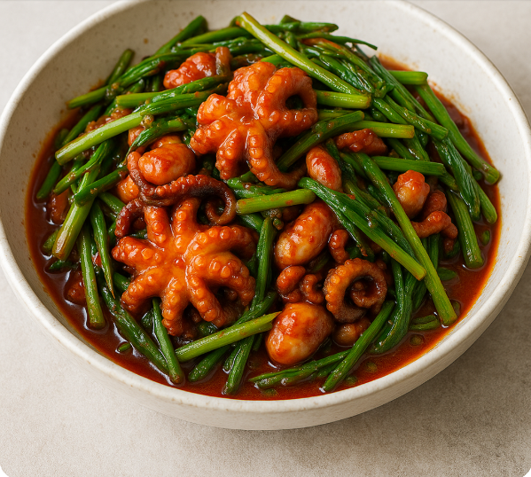 미나리 주꾸미 볶음 음식 사진