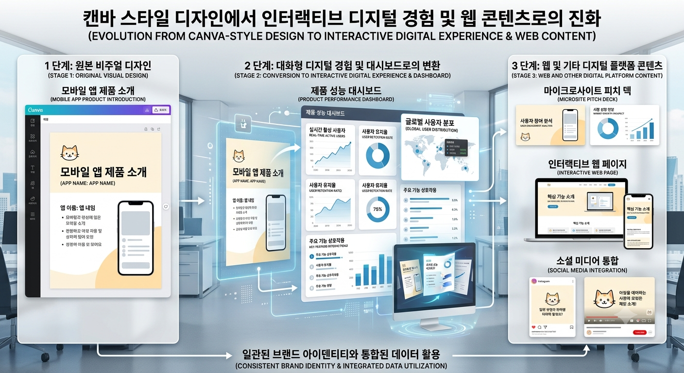 디자인에서 인터랙티브 콘텐츠까지 확장되는 모습