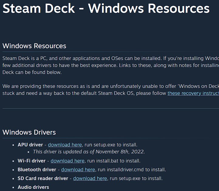 스팀덱-윈도우드라이버