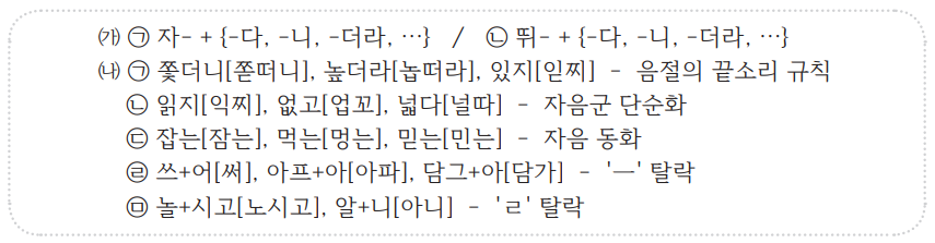 용언의 활용 예시