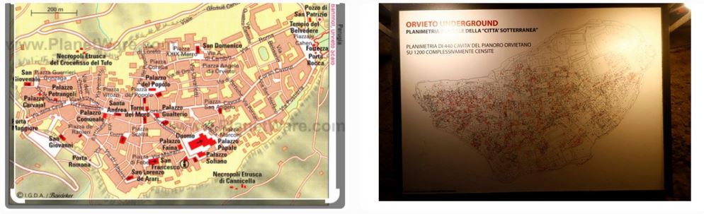 오르비에토 지하도시 지도와 조감도