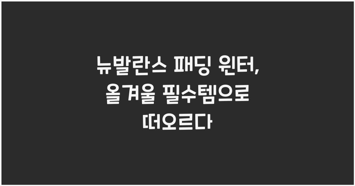 뉴발란스 패딩 윈터