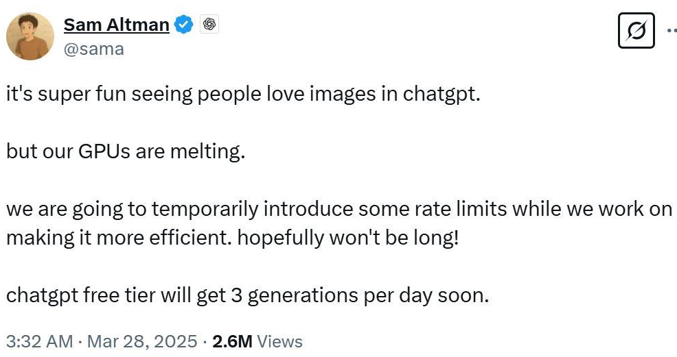 출처 : X. 샘알트만 GPT 수요때문에 GPU 가 녹고있다
