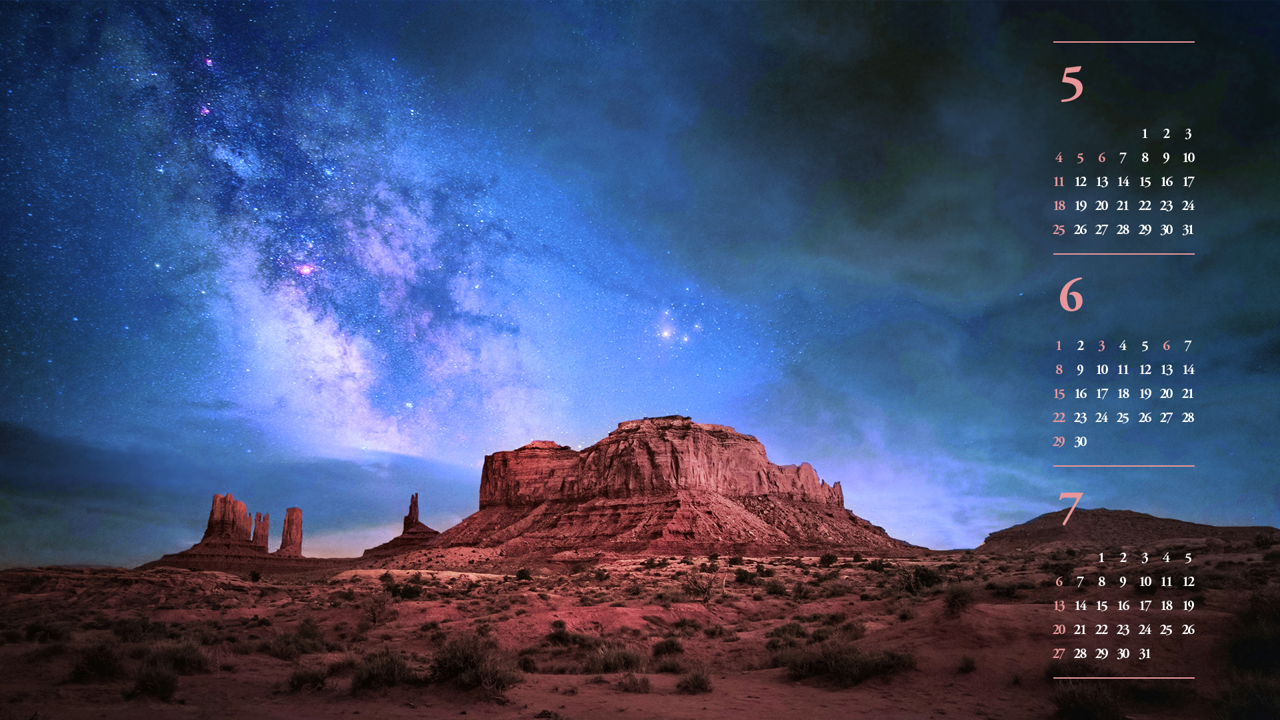 12 모뉴먼트 밸리와 은하수 B - 2025년6월 노트북배경화면