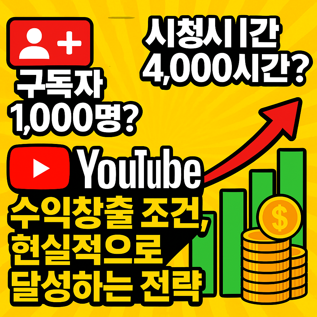 구독자 1,000명? 시청시간 4,000시간? 유튜브 수익창출 조건, 현실적으로 달성하는 전략