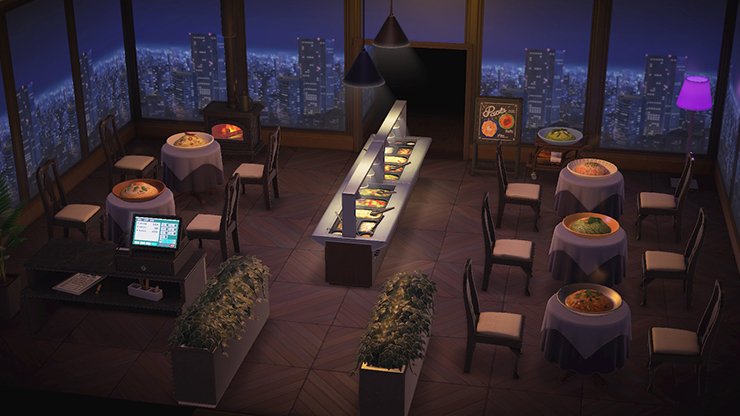 레스토랑 인테리어 모동숲 해피홈 파라다이스