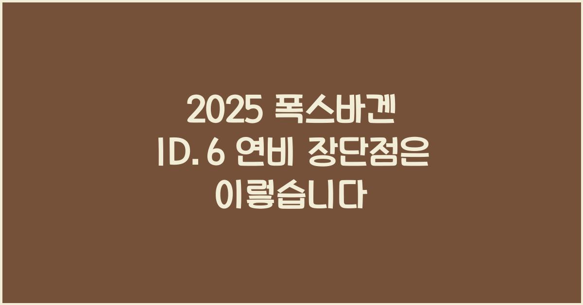 2025 폭스바겐 ID.6 연비 장단점