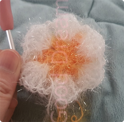 라인장식 꽃 호빵수세미