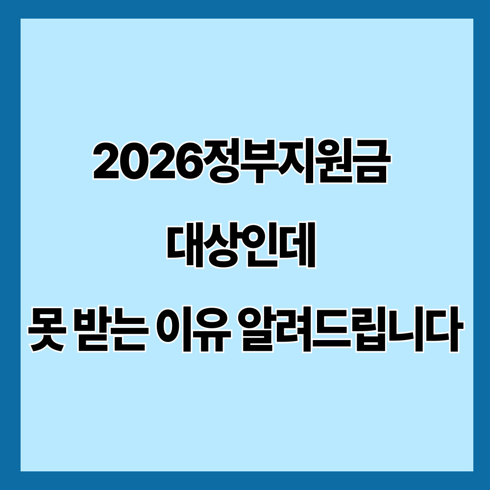 정부지원금 대상인데 못 받는 이유 알려드립니다
