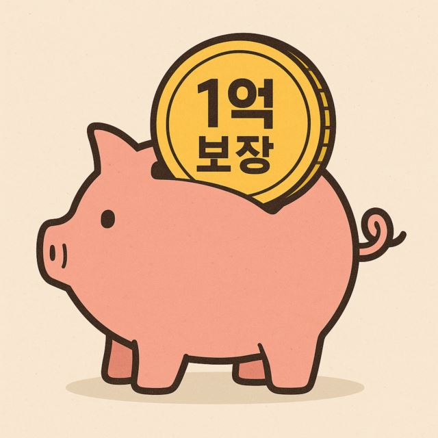 돼지 저금통 + '1억 보장'이 강조된 그래픽