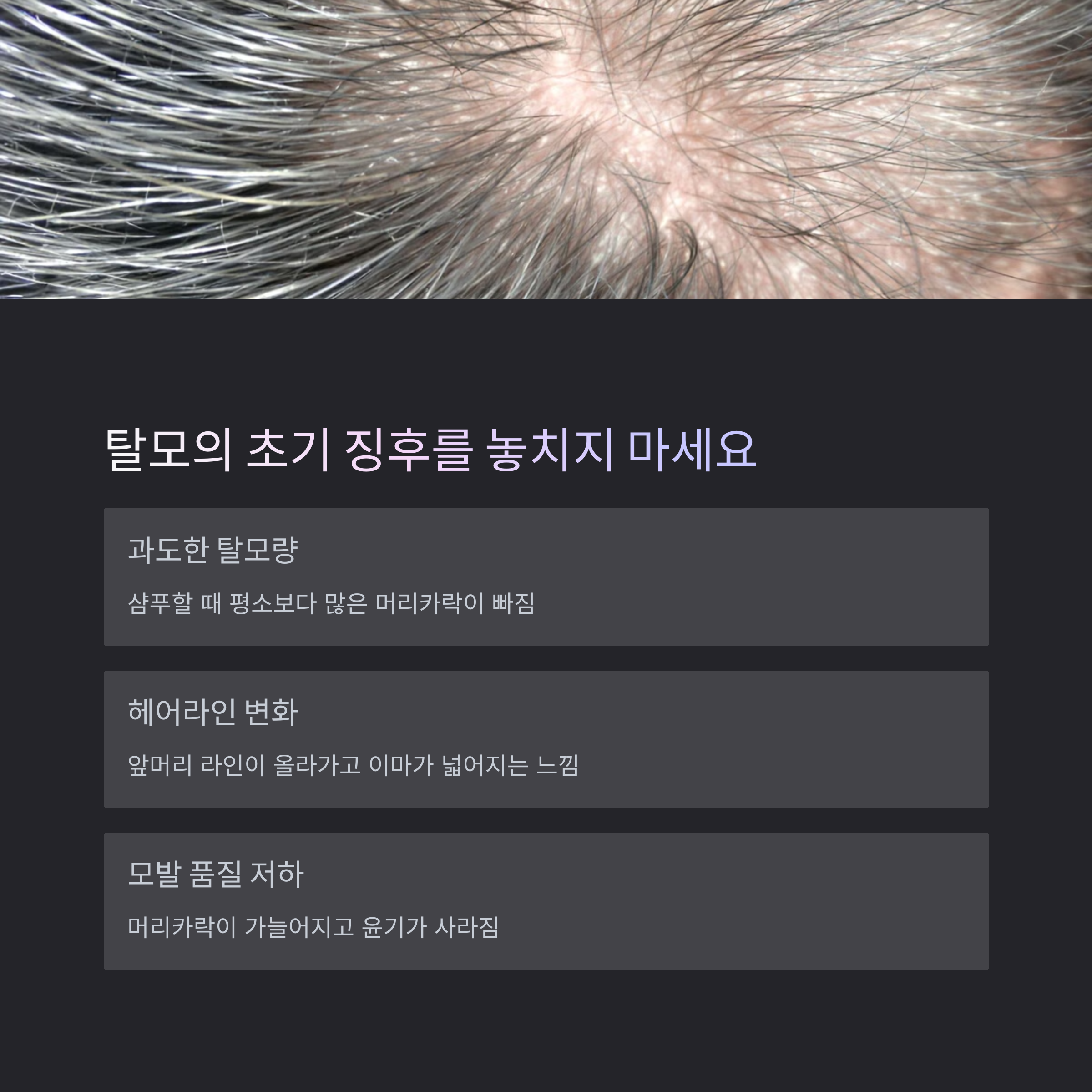 두피 확대 사진