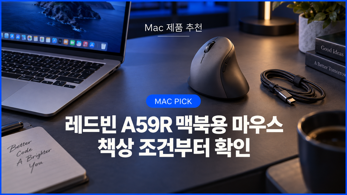 대표 이미지: 레드빈 A59R 맥북용 마우스 구매 가이드의 Mac 작업 공간