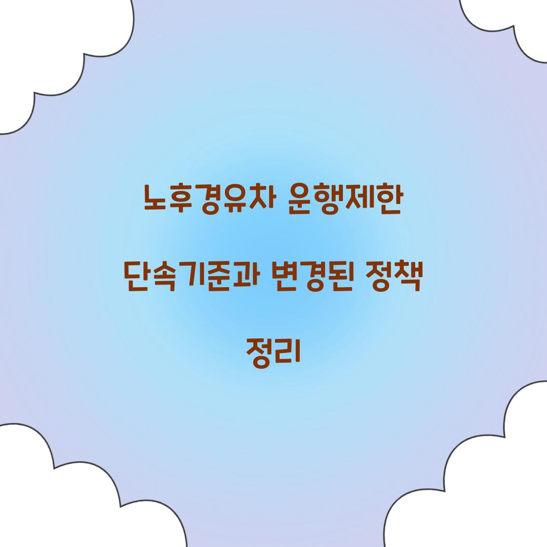 노후경유차 운행제한 단속기준