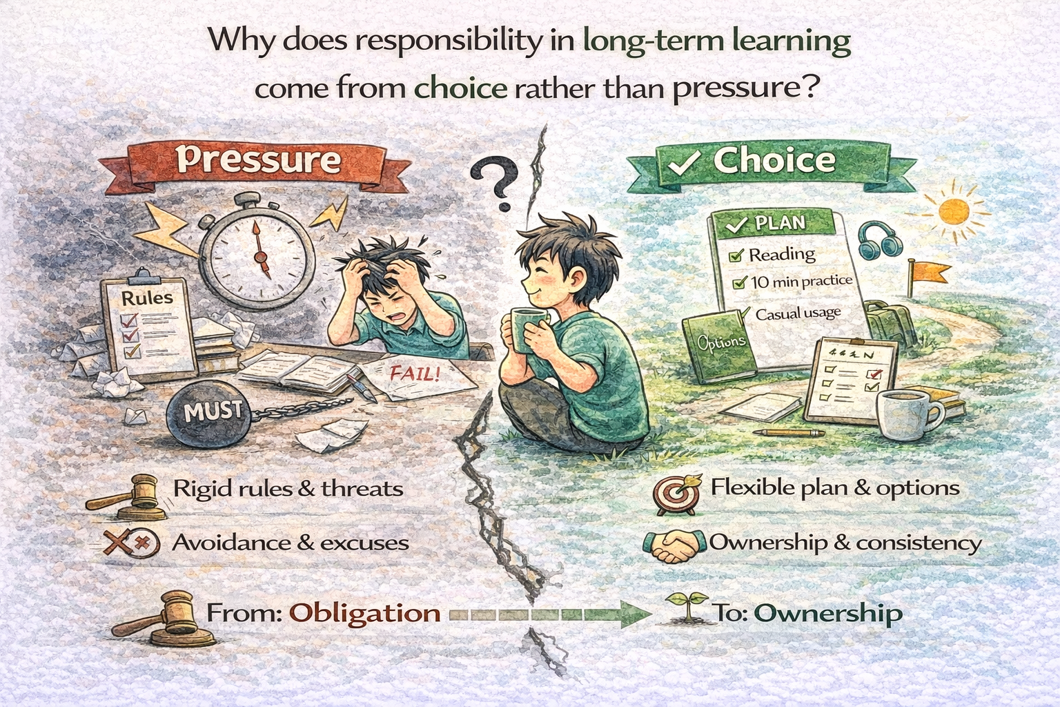 왜 장기 학습에서 책임감은 압박이 아니라 선택에서 생기는가