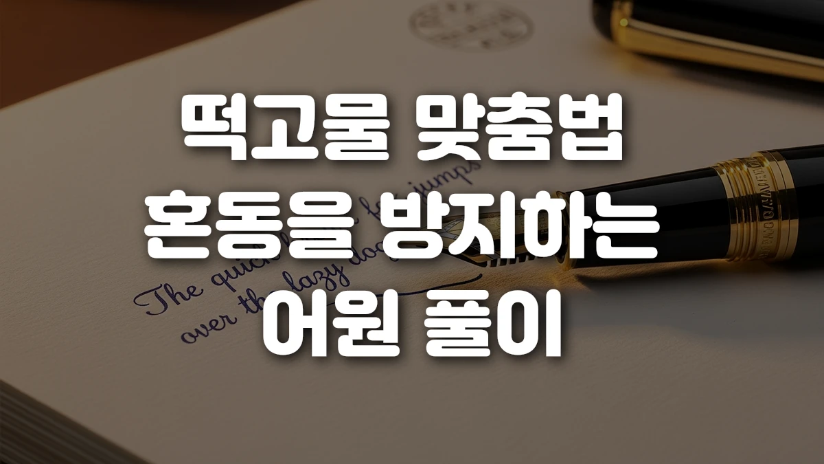 떡고물 맞춤법 혼동을 방지하는 어원 풀이