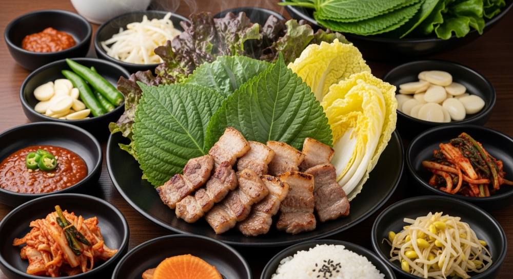 고기쌈밥정식 음식 사진