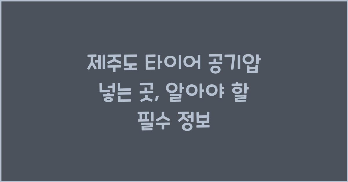 제주도 타이어 공기압 넣는 곳