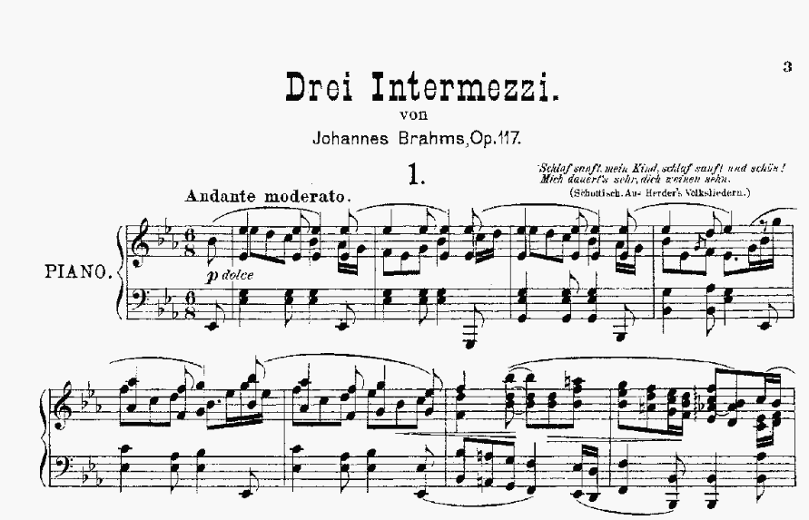 브람스 <3개의 인터메초 Intermezzi, Op.117> - 어른을 위한 자장가, 마음을 감싸는 세 개의 고요한 빛