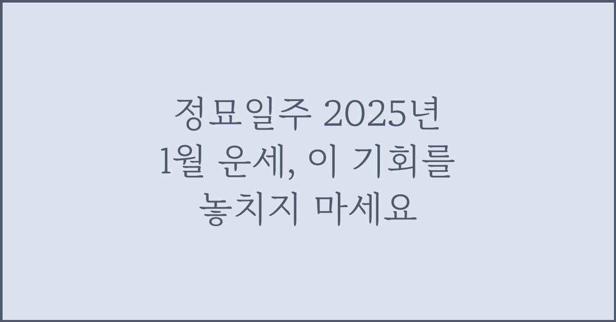 정묘일주 2025년 1월 운세