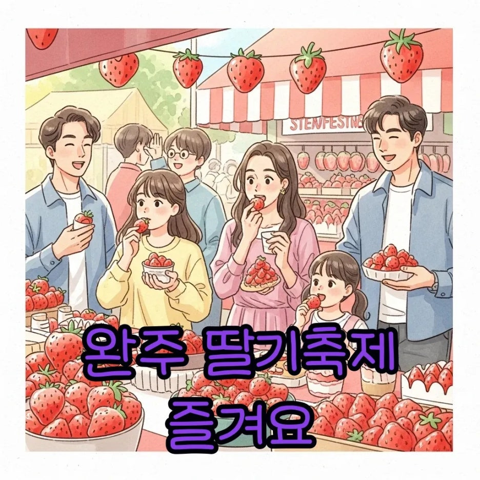 활기찬 딸기축제 현장, 행복한 사람들