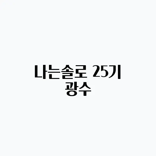 나는솔로 25기 광수, 직업 자기소개 총정리
