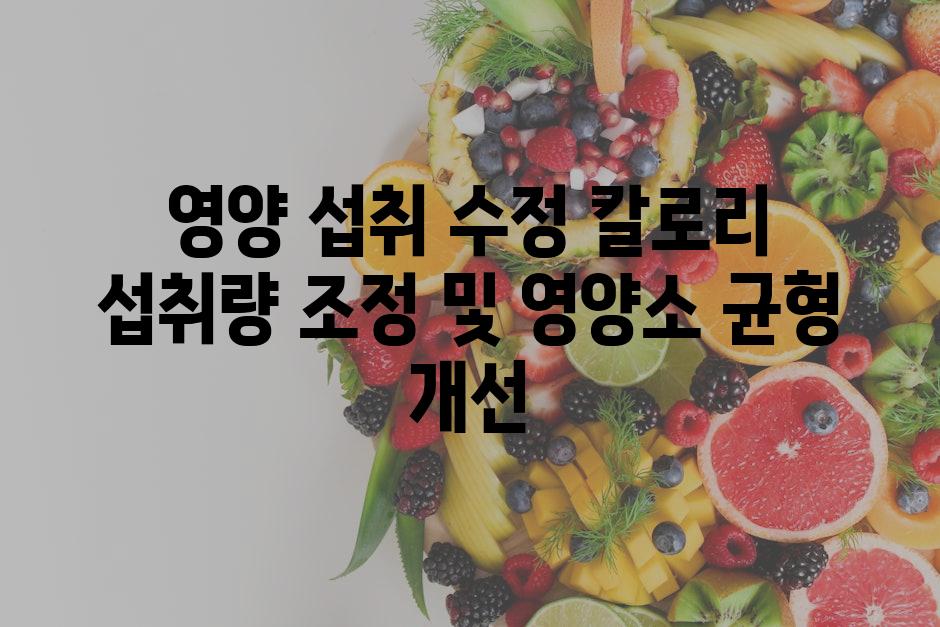 영양 섭취 수정 칼로리 섭취량 조정 및 영양소 균형 개선
