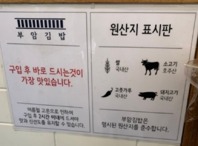 원산지표시판