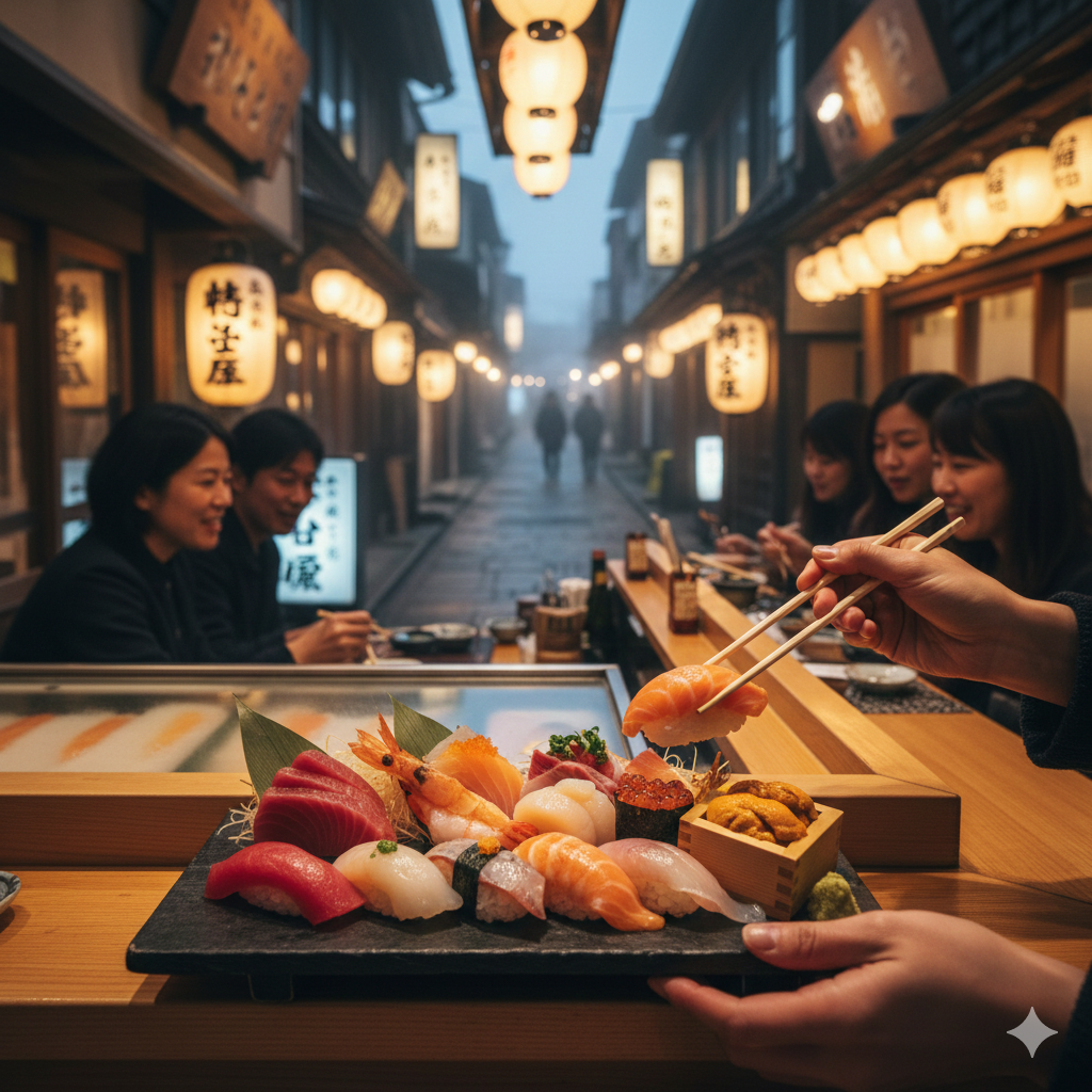 해산물로 유명한 오타루의 스시